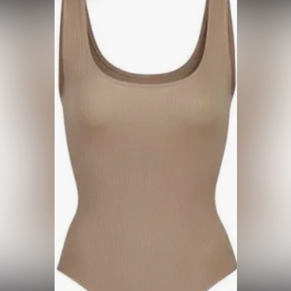 SKIMS Light Brown Ribbed Bodysuit